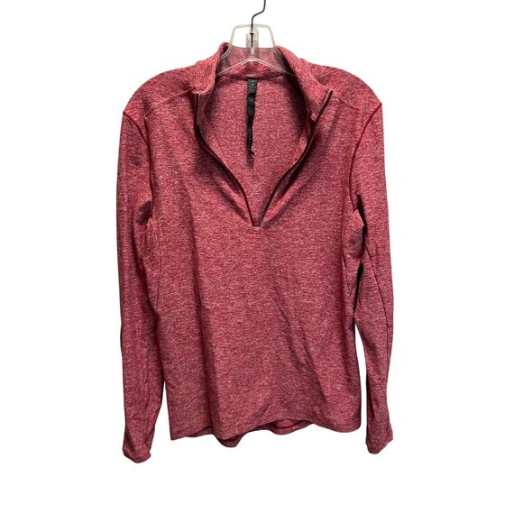 Lululemon Red Heathered Long Sleeve Half-Zip Pullover Shirt With Side Pocket - Picture 3 of 8